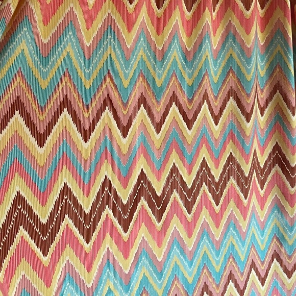 TACERA Maxi Dress XL Chevron Orange/yellow/teal/brown Spaghetti Straps w/tie - Picture 8 of 9